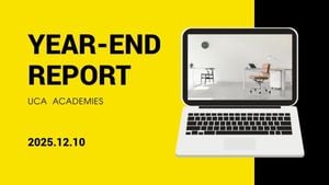 annual report, business, marketing, Yellow Black Year End Report Slides Template