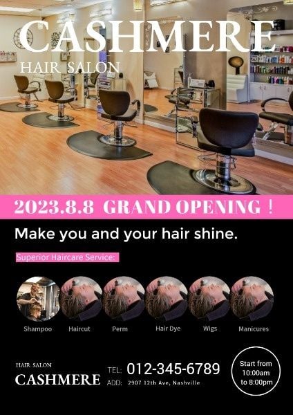 studio, fashion, service, Hair Salon Opening Ceremony Poster Template