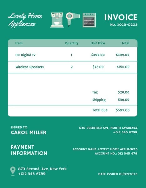 Home Appliance Invoice