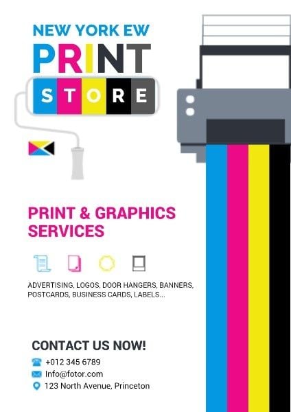 advertising, store, flyers, Printing Service Poster Template