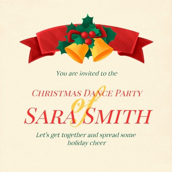 invitation, friends, banner, Yellow Christmas Dance Party Instagram Post Template