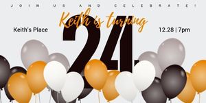 happy, celebration, party, Balloon Birthday Invitation Twitter Post Template