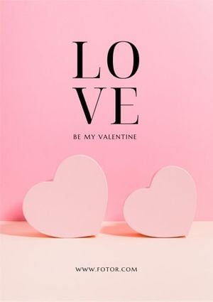 love, hearts, simple, Pink Minimal Valentine's Day Poster Template