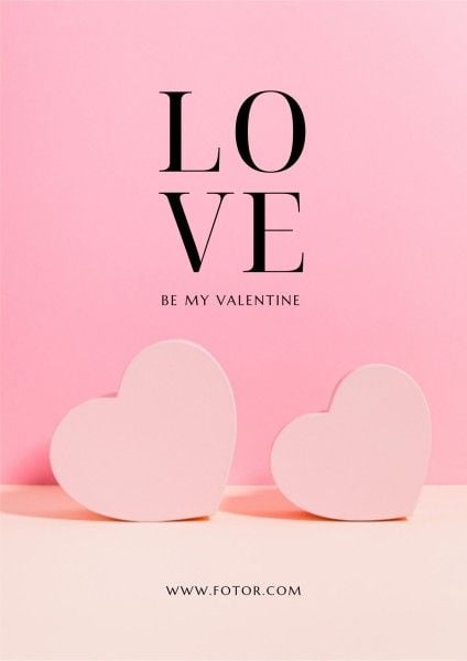 love, hearts, simple, Pink Minimal Valentine's Day Poster Template