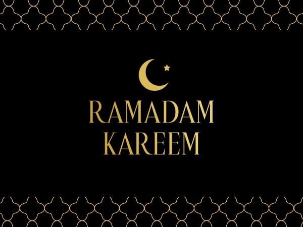 eid, mubarak, greeting, Golden Black Simple Ramadan Kareem Card Template