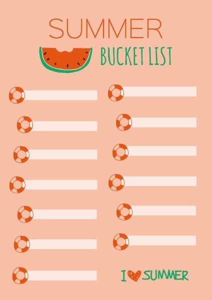 Summer bucket list Planner