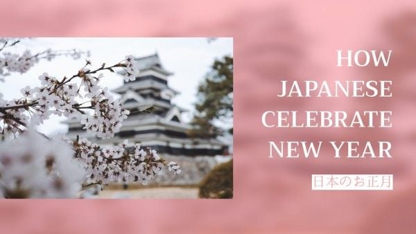 ホワイトピンク新年のお祝いユーチューブサムネイル YouTubeサムネイル