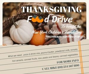 organzation, holiday, charity, Autumn Thanksgiving Food Drive Facebook Post Template