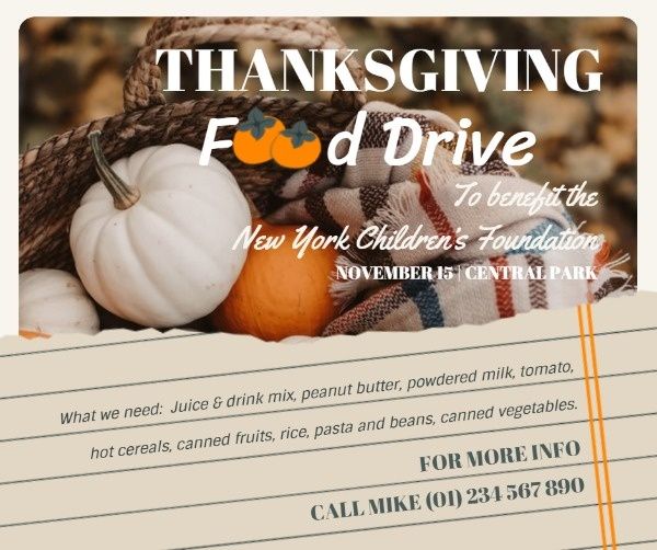 Autumn Thanksgiving Food Drive Facebook Post
