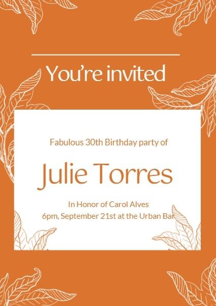 フローラル30歳の誕生日招待状 招待状