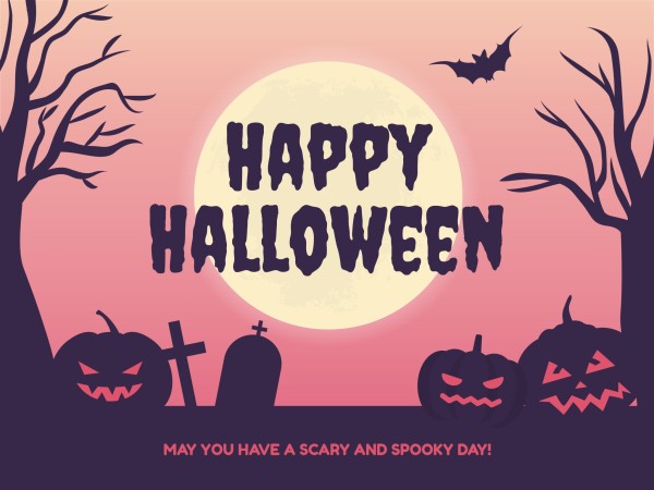 Purple Scary Halloween Costume Party  Card