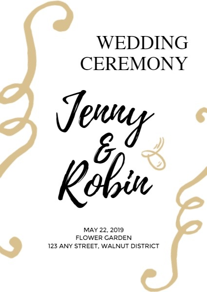 White Wedding Ceremony Program Invitation