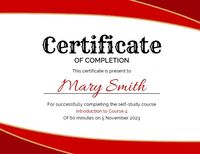certificate of completion, course certificate, student, Red And White Completion Certificate Template