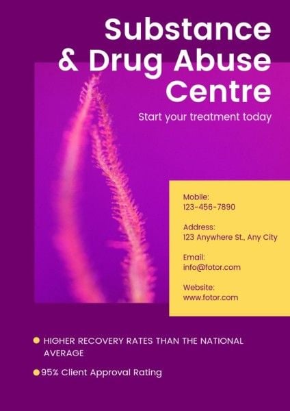 centre, health, minimalist, Purple Substance And Drug Abuse Flyer Template
