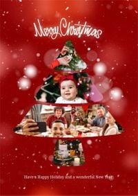 xmas, greeting, celebration, Red Bokeh Background Christmas Holiday Photo Collage Poster Template