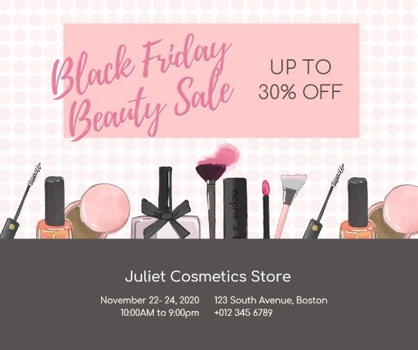 promotion, discount, business, Black Friday Beauty Sale Facebook Post Template