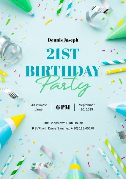 celebration, event, invite, Green Modern Birthday Party Invitation Poster Template