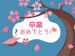 sakura, japan, japnese, Blue And Pink Graduation Season Card Template