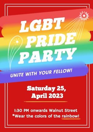 lgbt, love, pride month, Red Pride Party Invitation Flyer Template
