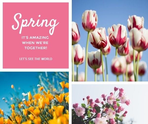 春の花のコラージュ Facebook投稿