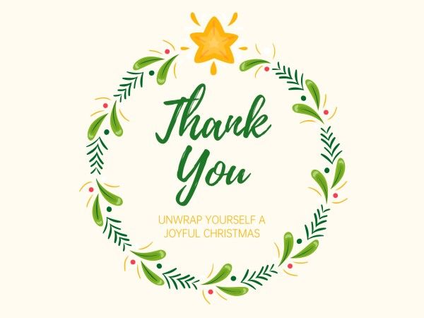 thank you, xmas, wish, Beige Floral Illustration Merry Christmas Card Template