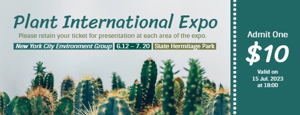 Green Plant International Expo Ticket Ticket