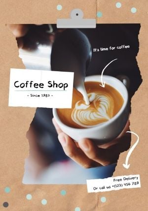 棕色咖啡店传单模板 宣传单