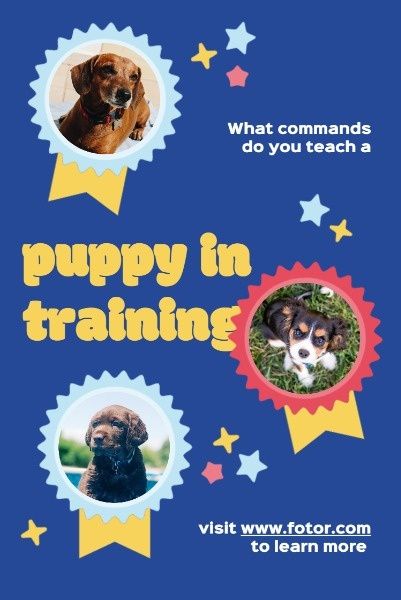 青い子犬のトレーニング サービス広告 Pinterestポスト