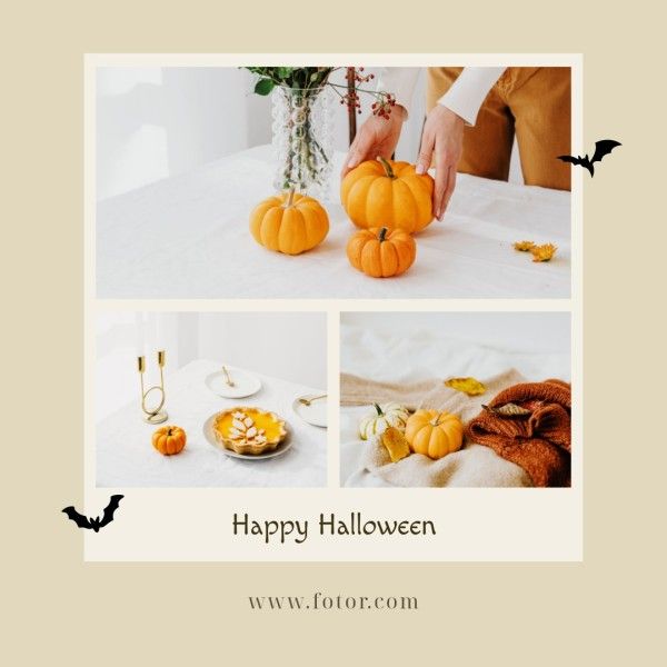 festival, celebration, greeting, Happy Halloween Holiday Photo Collage Instagram Post Template