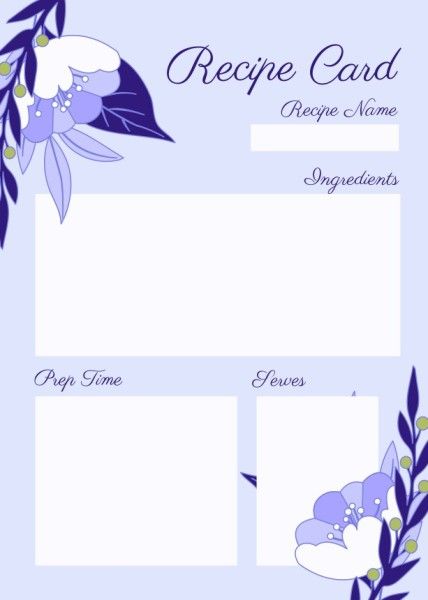 designer, designers, graphic design, Violet Flowers Recipe Card Template