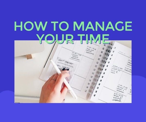 share, management, efficiency, Tips To Manage Your Time  Facebook Post Template