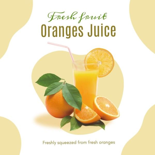 fruit, summer, chill, Yellow Orange Juice Drink Instagram Post Template