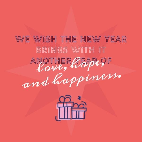 hope, love, happiness, Happy New Year Wishes Instagram Post Template