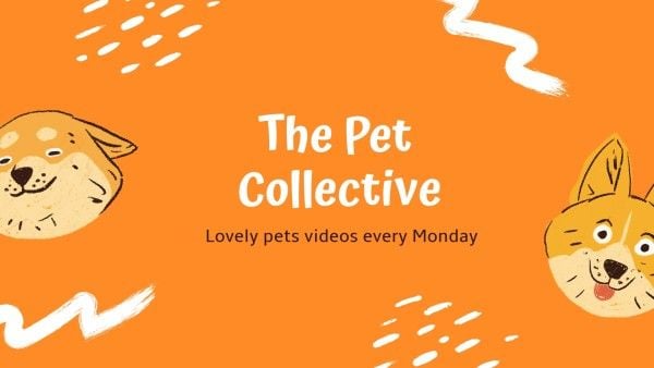 end cards, end screen, puppy, Orange Cute Dog Pet Social Media Background Video Subscribe Youtube Channel Art Template