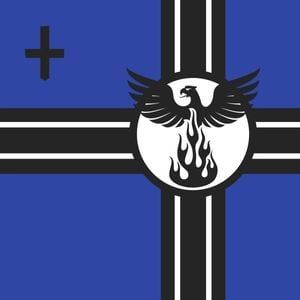 team, club, symbol, Black And Blue Phoenix Flag Logo Template
