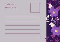 world teacher day, life, school, Purple Flower Thank You Teacher Postcard Template