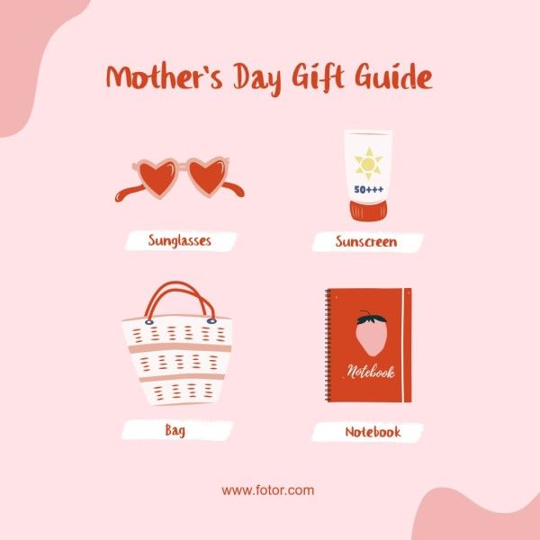 mothers day, mother day, gift idea, Pink Cute Illustration Mother's Day Gift Guide Instagram Post Template
