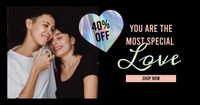 valentine, discount, e-commerce, Sweet Couple Love Sale Black Facebook Ad Facebook App Ad Template