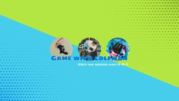 蓝色和绿色背景游戏横幅 Youtube频道封面