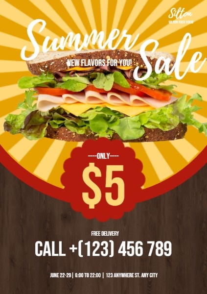 Yellow And Brown Fast Food Sale チラシ