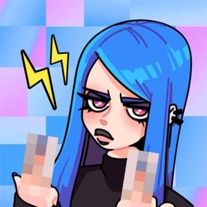 Blue Angry Cool Girl Animated Discord Profile Picture Avatar