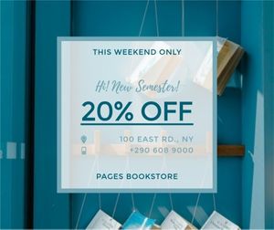 promotion, business, commercial, Blue Background Of Books Sales Discount Facebook Post Template
