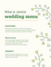 绿树枝婚礼 英文菜单