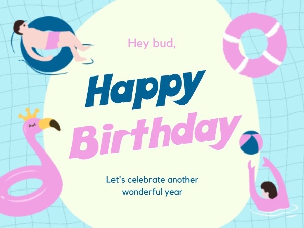 プールの誕生日 メッセージカード