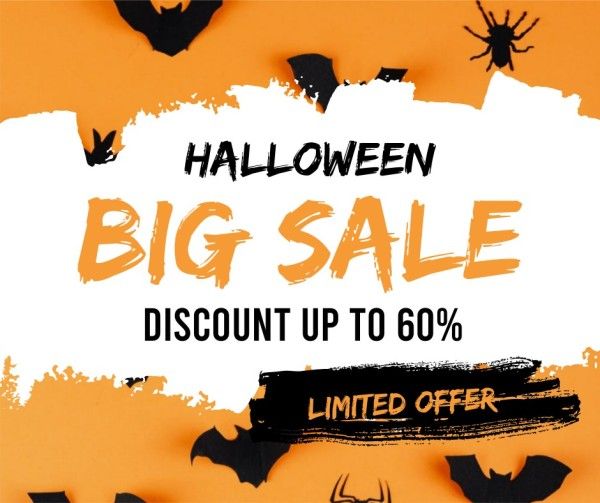 horror, spooky, fun, Orange Halloween Sale Promotion Facebook Post Template