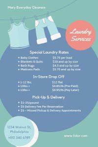 service, laundry service, cleaning, Laundry Store Price List Pinterest Post Template