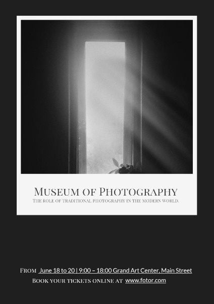 exhibition, photographer, shadow, Black And White Light Photography Poster Template