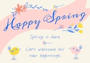 flower, season, post card, Happy Spring Postcard Template