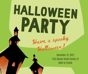 horror, spooky, fun, Green Halloween Sale Promotion Facebook Post Template