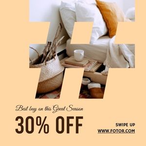 promotions, discounts, advertising, Beige Furniture Promotion Instagram Ad Template